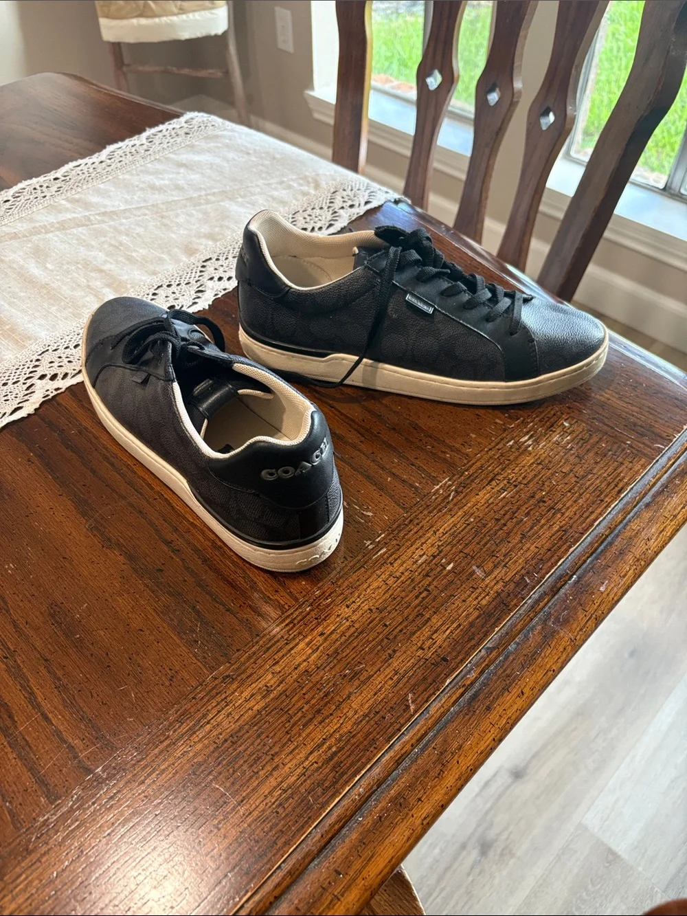 Coach Men’s Black Low-Top Logo Sneakers with White Soles